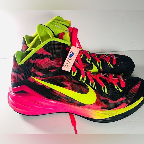 Nike Hyperdunk Lunarlon Yellow/Pink Hi Top Sneaker size  7Y Style #708069-995 - Picture 1 of 10